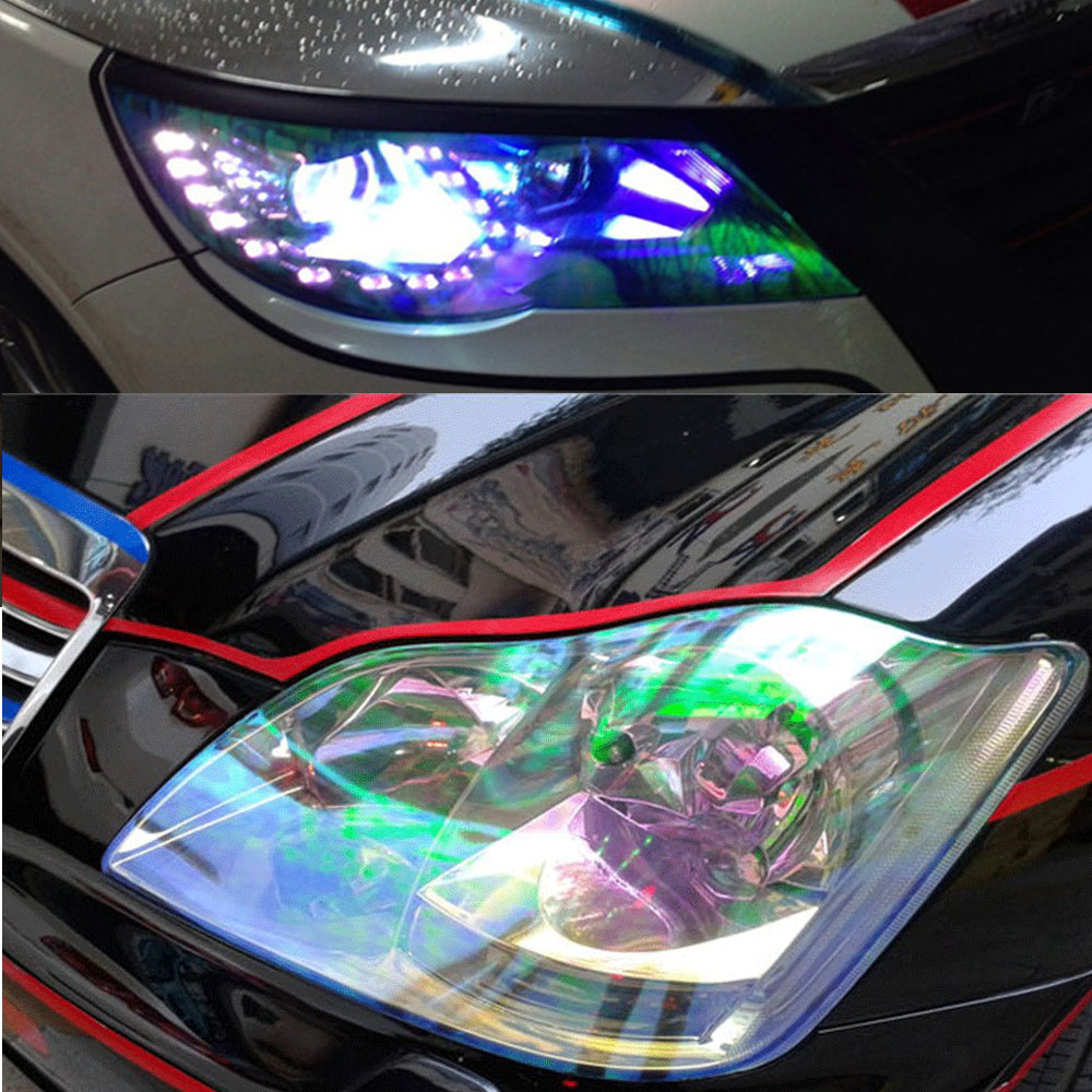Фото фар автомобиля с пленкой хамелеон Оклейка фар автомобиля пленкой хамелеон